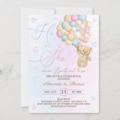 テディベア彼または彼女が性別を明かす 招待状 (正面)