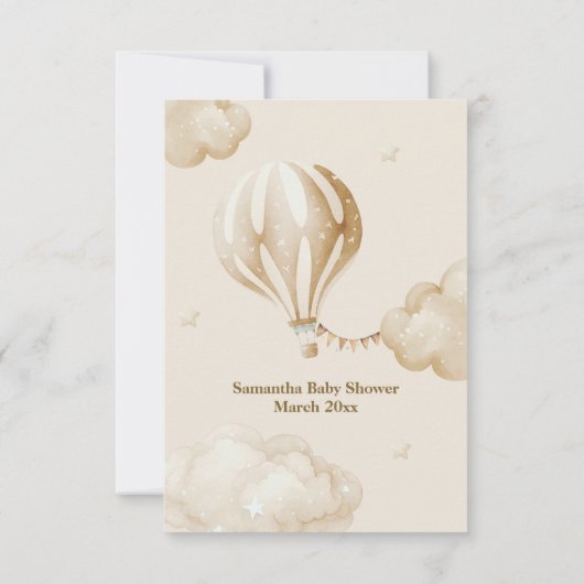 テディベア心待ちエアバルーン赤ちゃんシャワー サンキューカード (裏面)