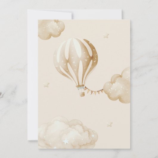 テディベア心待ちエアバルーン赤ちゃんシャワー 招待状 (裏面)