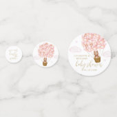 テディベア心待ちピンクガール赤ちゃんシャワー コンフェッティ (正面)