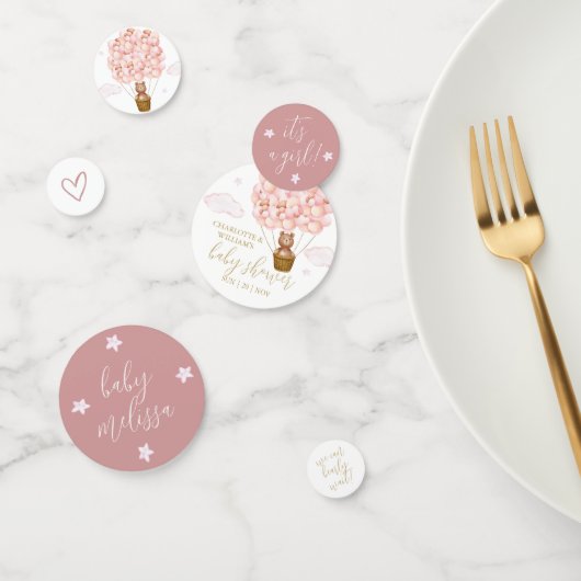 テディベア心待ちピンクガール赤ちゃんシャワー コンフェッティ (グループ)