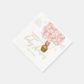 テディベア心待ちピンクガール赤ちゃんシャワー スタンダードカクテルナプキン (角)