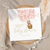 テディベア心待ちピンクガール赤ちゃんシャワー スタンダードカクテルナプキン