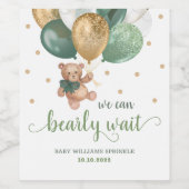 テディベア心待ち赤ちゃんシャワーワインラベル ワインラベル (シングルラベル)