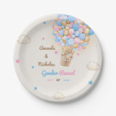 テディベア性別がピンク色を明らかにする ペーパープレート (正面)