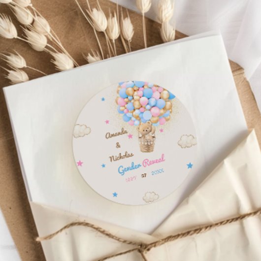 テディベア性別がピンク色を明らかにする ラウンドシール