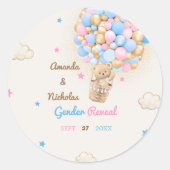 テディベア性別がピンク色を明らかにする ラウンドシール (正面)