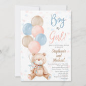 テディベア性別発表招待状 招待状 (正面)