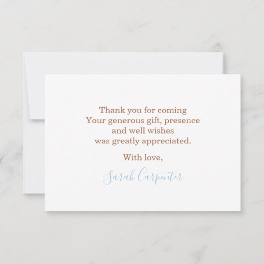 テディベア感謝していユー ノートカード (裏面)