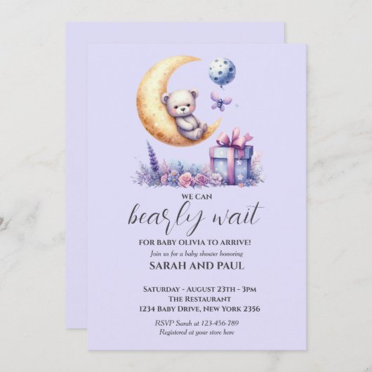 テディベア我々は心から待つことができる 招待状 (正面/裏面)