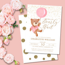 テディベア我々は心待ちできる女の子の赤ちゃんシャワー