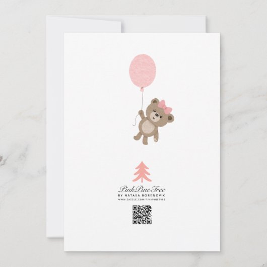 テディベア我々は心待ちできる女の子の赤ちゃんシャワー 招待状 (裏面)