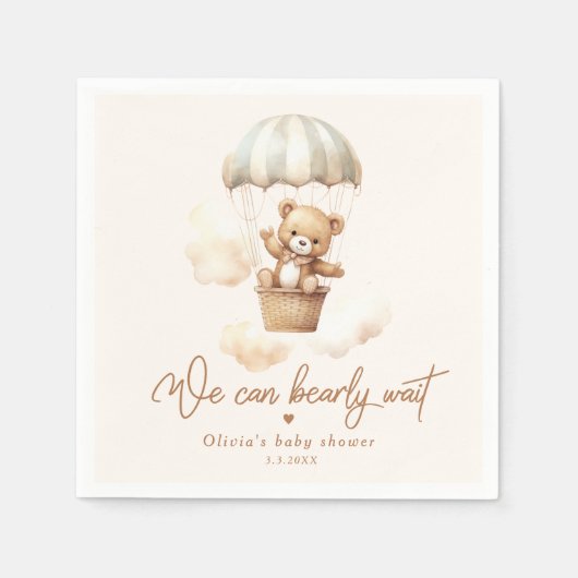 テディベア我々は赤ちゃんシャワーを心底待ちできる スタンダードカクテルナプキン (正面)