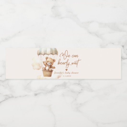 テディベア我々は赤ちゃんシャワーを心底待ちできる ペットボトルラベル (シングルラベル)