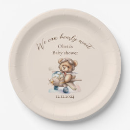 テディベア我々は赤ちゃんシャワーを心底待ちできる ペーパープレート