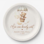 テディベア我々は赤ちゃんシャワーを心底待ちできる ペーパープレート (正面)