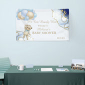 テディベア抽象芸術ブルー金ゴールドバルーンウェルカム 横断幕 (トレードショー)