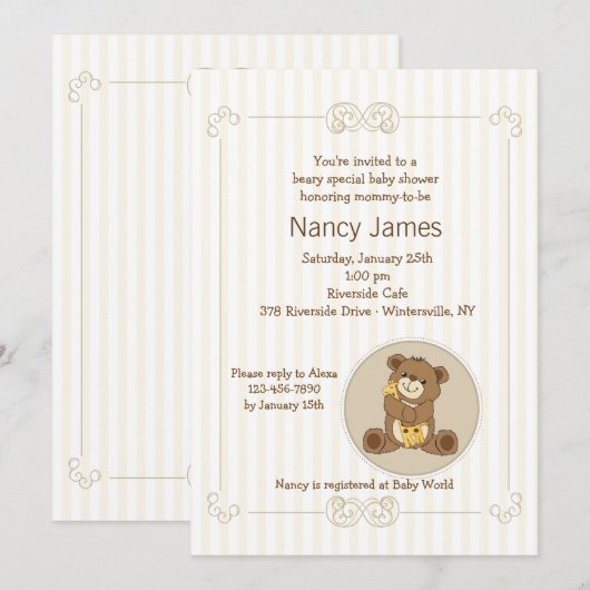 テディベア招待状 招待状 (正面/裏面)