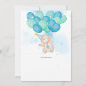 テディベア招待状、水彩風船誕生日 招待状 (裏面)