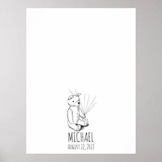 テディベア指紋ゲストブック ポスター (正面)