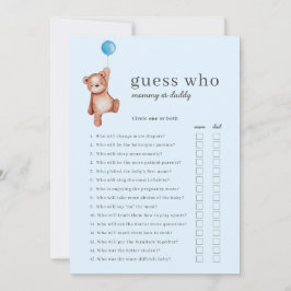 テディベア推測誰が赤ちゃんシャワーのゲーム 招待状