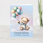 テディベア新生児おめでとう カード (正面)