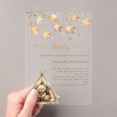 テディベア星テントボホ澄んベビーシャワー アクリル招待状 (インサイチュ (ポータブル))