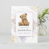 テディベア春ワイルドフラワーベビーシャワー 招待状 (スタンド正面)