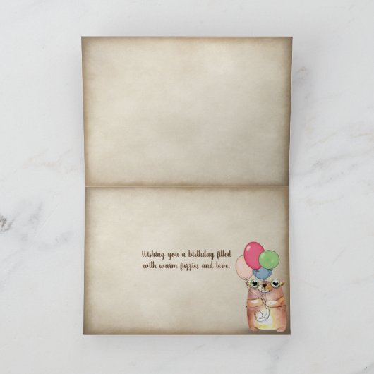 テディベア暖炉の誕生日 カード (内部)