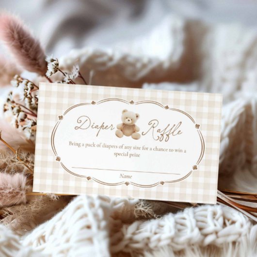 テディベア格子状おむつラッフルカード エンクロージャーカード