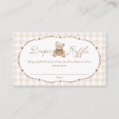 テディベア格子状おむつラッフルカード エンクロージャーカード (正面)