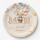 テディベア気球が待ち遠し男女兼用い ペーパープレート (正面)