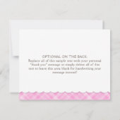 テディベア水彩ピンクベビーシャワーありがとう ノートカード (裏面)