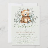 テディベア水彩ベビー男女兼用シャワー 招待状 (正面)