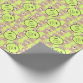 テディベア水彩最初の誕生日ライトイエロー ラッピングペーパー (角)