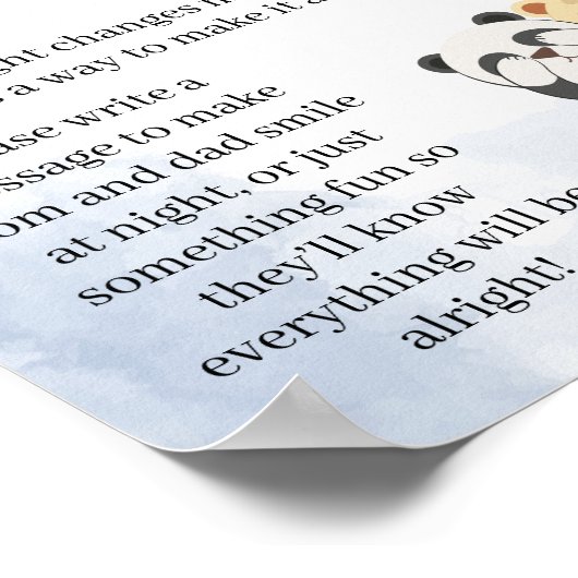 テディベア深夜おむつ赤ちゃんシャワーのゲームサイン ポスター (角)