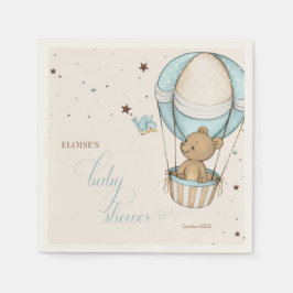テディベア熱いバルーン心待ち赤ちゃんシャワー スタンダードカクテルナプキン