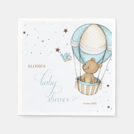 テディベア熱いバルーン心待ち赤ちゃんシャワー スタンダードカクテルナプキン