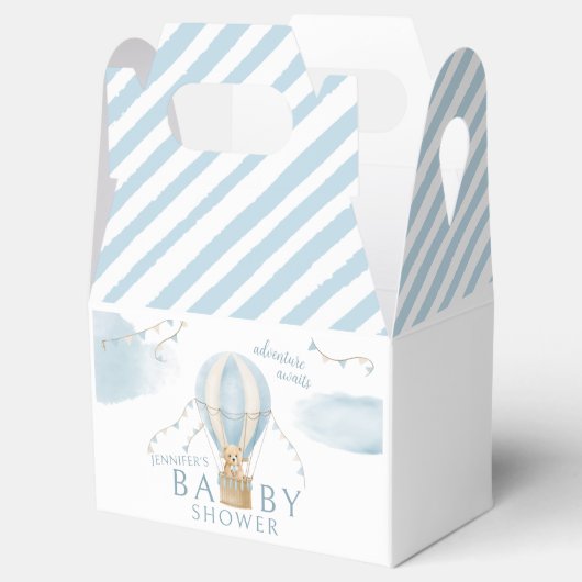 テディベア熱い気球の赤ちゃんシャワーお願いボックス フェイバーボックス (オープン)