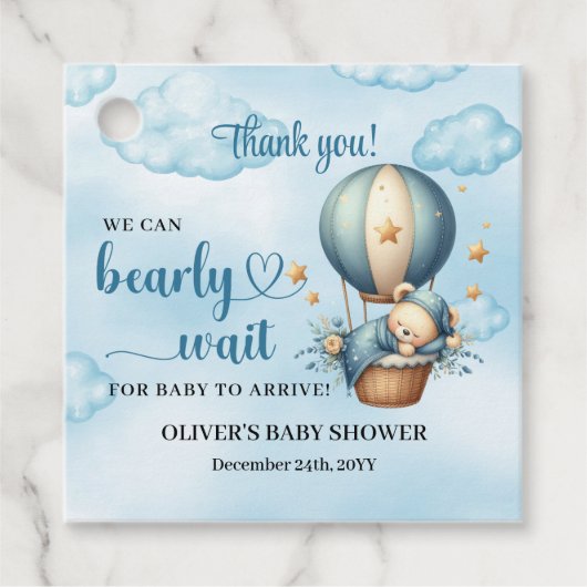 テディベア熱い気球はブルーブラウンを待つ フェイバータグ (正面)