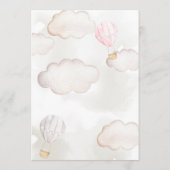 テディベア熱い気球ガールベイビーシャワー 招待状 (裏面)