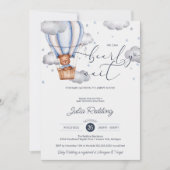 テディベア熱い気球Bearly待ち赤ちゃんシャワー 招待状 (正面)