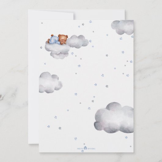 テディベア熱い気球Bearly待ち赤ちゃんシャワー 招待状 (裏面)