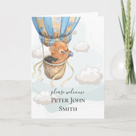 テディベア熱気球カード カード (正面)