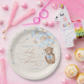 テディベア熱気球ブルーブラウンベビーシャワー ペーパープレート (パーティー)