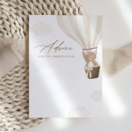 テディベア熱気球ベビーシャワーアドバイスカード 招待状
