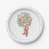 テディベア熱気球ベビーシャワープレート ペーパープレート (正面)