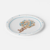 テディベア熱気球ベビーシャワープレート ペーパープレート (アングル)