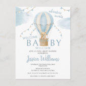 テディベア熱気球ベビーシャワーポストカード ポストカード (正面)