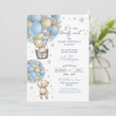 テディベア熱気球ベビーシャワー招待状 招待状 (スタンド正面)